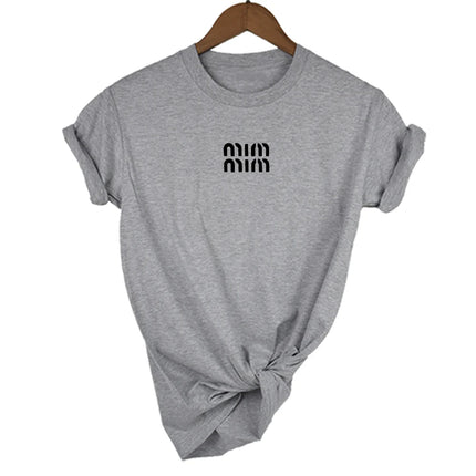 Cotton T-Shirt for Women's Short Sleeve Summer Print Top Fashion Trend Tee Round Neck Clothes
