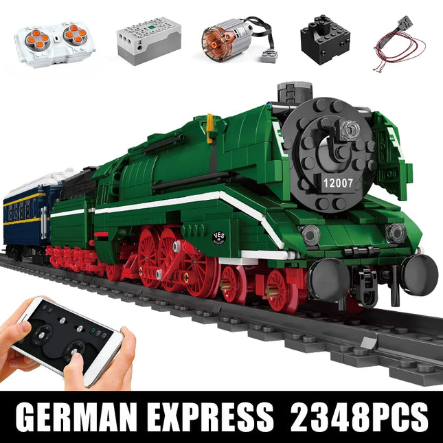 Mould King 12007 Technical Car Toys The APP&RC Motorized BR18 201 German Express Train Model Building Blocks Bricks Kids Gift