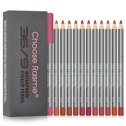 12pcs Velvet Matte Lip Liner Set - Long-Lasting Versatile Shades Longlasting Lip Makeup Berry, Brown, Pink Lip Pencil