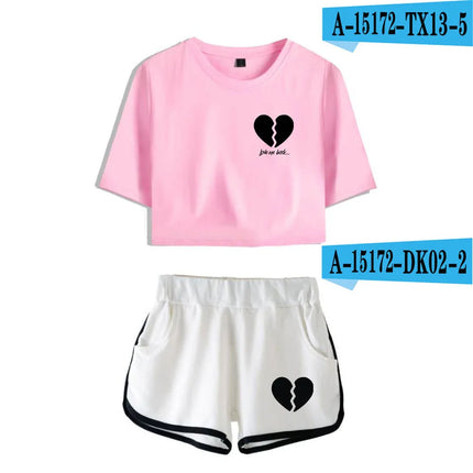 Youthful Payton Moormeier T-shirts shorts Pants Dew navel Sport Girls Short Sleeve Suits Sexy Girls Summer Two Pieces sets