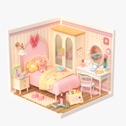 Robotime Rolife 3D Puzzle Model Super Store Series Lovely Pink Bedroom Plastic DIY Miniature House Kit Building Blocks Kits