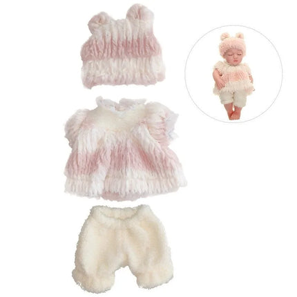 For 12inch 30cm Baby Born Doll Winter Plush Romper Pajamas Outfit Clothing Doll Swaddle Knitted Sweater Suit+Socks Set Clothes