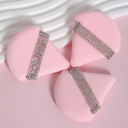 3 件套 Diamond Triangle Powder Puff Face Makeup Tool Sponge Velvet Soft Smooth Facial Beauty Makeup Sponge Cosmetics Accessories