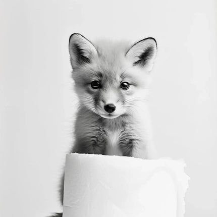 Black and White Cute Animal and Toilet Paper Poster Lion Owl Cat Dog Canvas Painting Wall Art Bathroom Living Room Home Decor