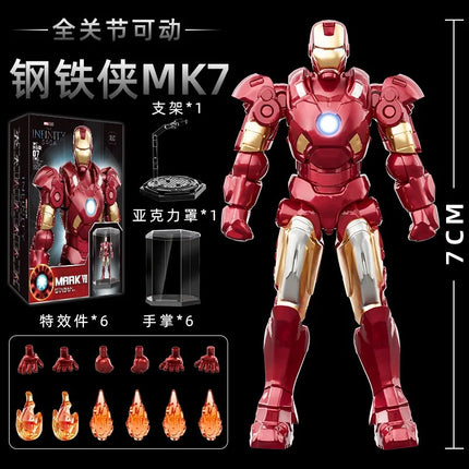 10-12CM Marvel Anime Figure Spiderman Hulk Iron Man Venom  Captain America Thanos Movable Joints PVC Dolls Toy Gift For Children