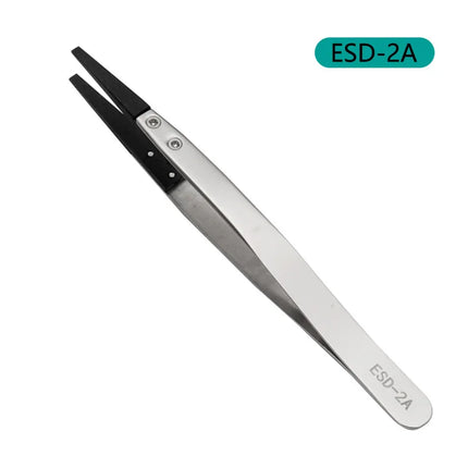 1 Piece Anti-Static ESD Tweezers Replaceable Tweezers Tips Stainless Steel Body Carbon Fiber Conductive Plastic Tweezers
