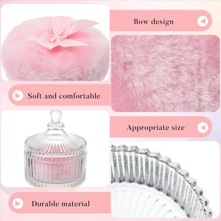 Luxury Makeup Puff and Storage Set ,Large Velvet Powder Puff with Glass Organizer Box ,Reusable Washable Beauty Tool ,Ideal Chri
