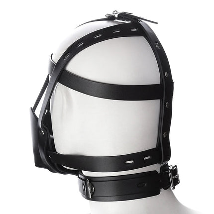 PU Leather Harness Face Mask Cool Black Headgear BDSM Bondage Restraint Muzzles Ball Mouth Gag Sex Toys for Couples Adult Games