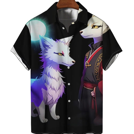 Animal pattern print, men's fashionable short sleeved shirt, loose top, outdoor street, casual and comfortable