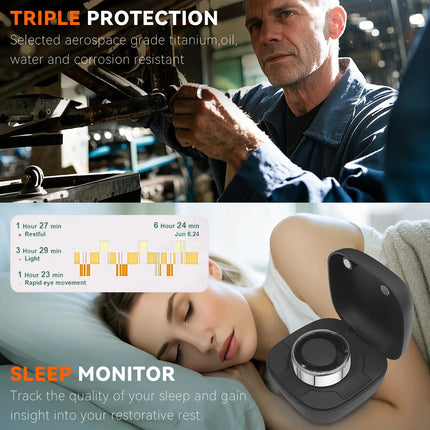 Smart Ring Men Women with Charging Case,Heart Rate Blood Oxygen,Skin Temperature Monitor,5ATM Waterproof for Android IOS