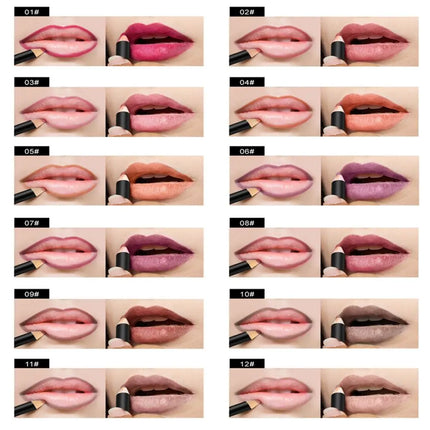 Cosmetic Long Lasting Women's Professional 12 Assorted Colors Lip Liner Pencil Lipstick Eyeliner Pen Matte Lip Liner