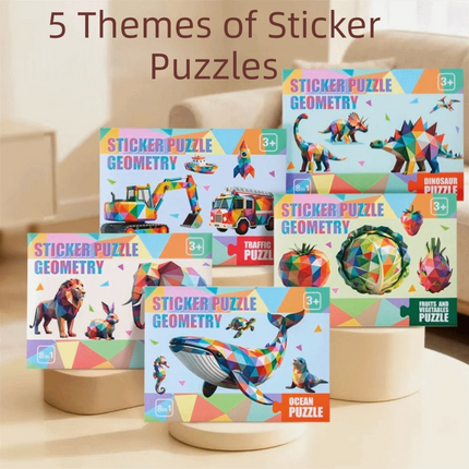 Paper 3D Geometric Sticker Books Educational Toys Montessori DIY Paste Material Kit Cartoon Handmade Animals Sticker Book