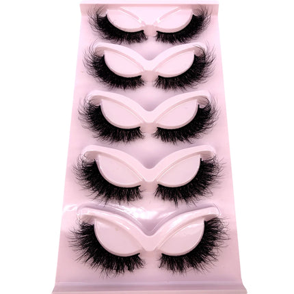 HBZGTLAD 3D natural cat eye fluffy soft cross 5 pairs of comic eyelashes Wispy natural eyelash extension eyelashes