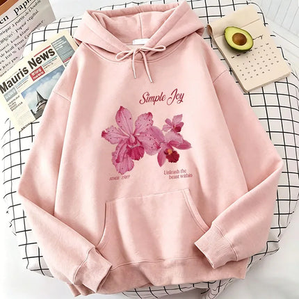 Harajuku Graphic Pullover Flower Design Hooded Sweatshirt Cute Hoody Spring Casual Hoodies Pullover Hooded Daily