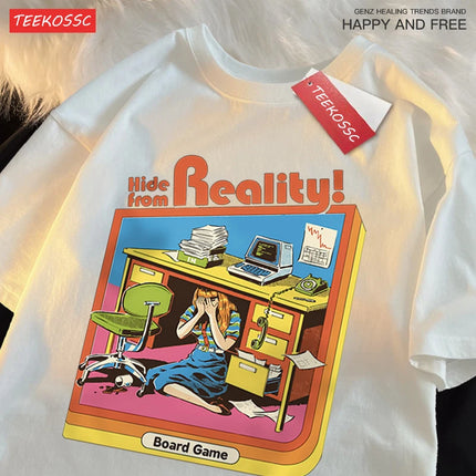 Hide From Reality Board Game Printing T Shirts Men Women Fashion Loose Cotton Tee Soft Summer Casual Oversized Tshirt Couple