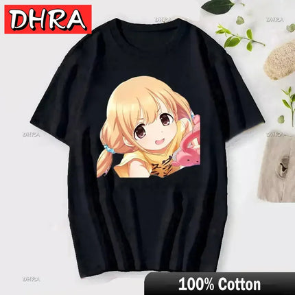 If You Work You Lose Anzu Futaba Version T-Shirt Cute Kawaii Anime Jirai Kei Tshirt Danshi Tees for Men Funny Cartoon Otaku Tops
