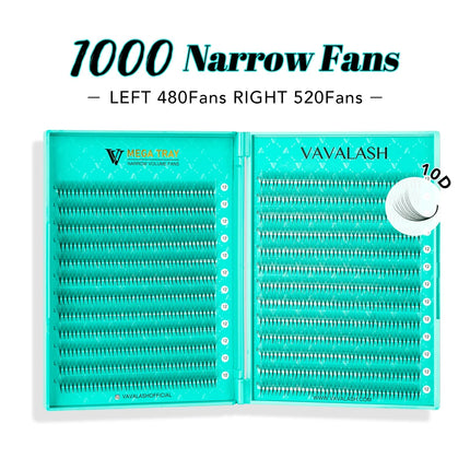 VAVALASH 1000Fans Narrow  Premade Fans Eyelash Extension 8D 10D Narrow Volume Fan Mix Thin Root  Pointy Base Premade Fan Lashes