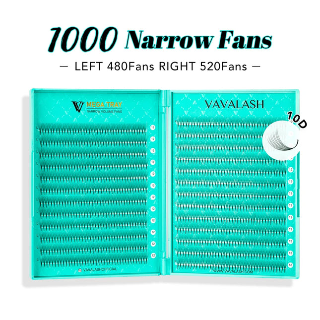 VAVALASH 1000Fans Narrow  Premade Fans Eyelash Extension 8D 10D Narrow Volume Fan Mix Thin Root  Pointy Base Premade Fan Lashes