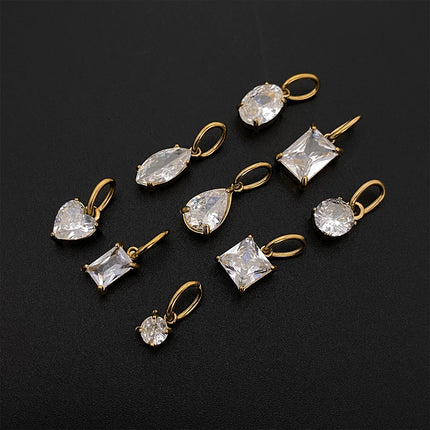 eManco 14K Gold Plated Stainless Steel  Inlaid With Zircon Pendant  Charm  Diy Jewelry Accessories Earring Making Supplies