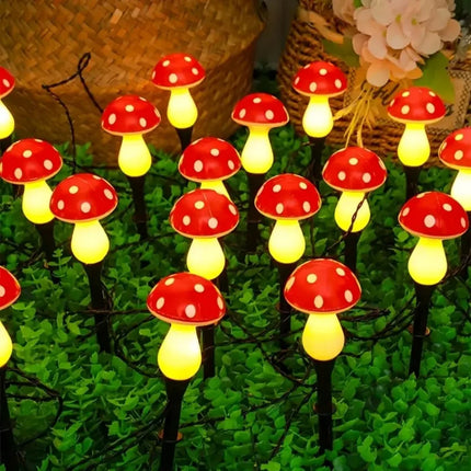 1PC 8/12LED solar mushroom ground plug light,with eight lighting modes,used for gardens,lawns,courtyards,and outdoor decoration