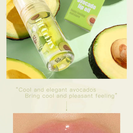 Hydrating Transparent Lip Gloss 3 Piece Set Fruit Scented Lip Oil with Avocado Strawberry and Peach for Soft Smooth Lips