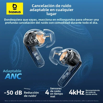 Baseus EP10 Pro ANC Earbuds Wireless Bluetooth 6.0 Earphones 50dB Realtime Adaptive Headphones 6 Mic Hi-Res LDAC IP55  Ear Buds