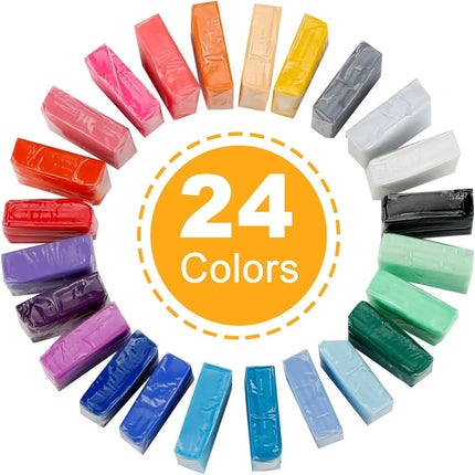 Make N Bake Polymer Clay Set Flexible Texture Oven Bake Clay 24 Color For Kids or Clay Starter