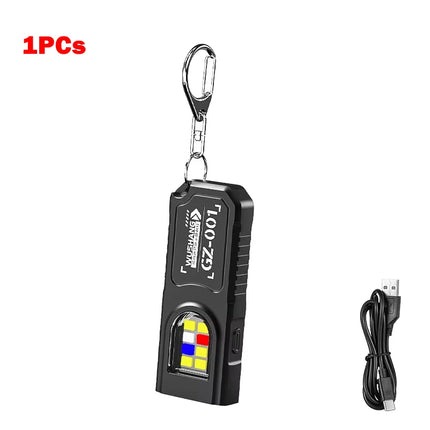 Mini Keychain Flashlight with Magnet Rechargeable Multifunction Torch Lamp Portable Clip on Flashlight Waterproof Camping Light