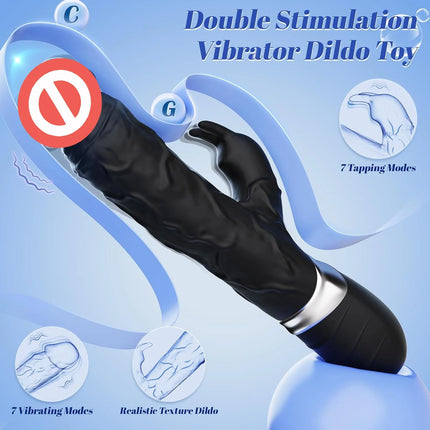 2 in 1 Rabbit Vibrator with 7 Vibration Clit Massager Sex Toys for Women