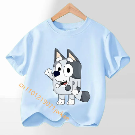 Bluey Bingo T-shirt Children's Summer Multi-color Clothing Girl Trendy Base Top Cute Cartoon Figure Print Tees Kids Birthday Gifts