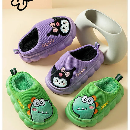 Autumn Winter Children Cotton Slippers Boys Toddler Indoor Anti Slip Warm Home Slipper Kids Girls Baby Cute Cartoon Plush Shoes