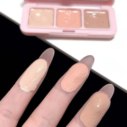 3-Color Correcting Concealer Strip Palette Hydrating Eye Brightening Concealer Contour Cream Full Coverage Oil-Control Makeup