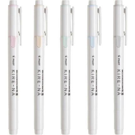 PILOT KIRE-NA Highlighter Pen Set Dual Tip Colroed Highlighter Pastel/Basic Chisel/Fine Tip, Quick-Dry Pigment Ink, SKIW-1-5C1
