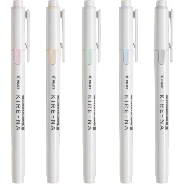 PILOT KIRE-NA Highlighter Pen Set Dual Tip Colroed Highlighter Pastel/Basic Chisel/Fine Tip, Quick-Dry Pigment Ink, SKIW-1-5C1