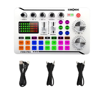 F998 Pro Sound Card Professional Bluetooth-Compatible Studio Record For Phone PC Audio Mixing Console Amplifier