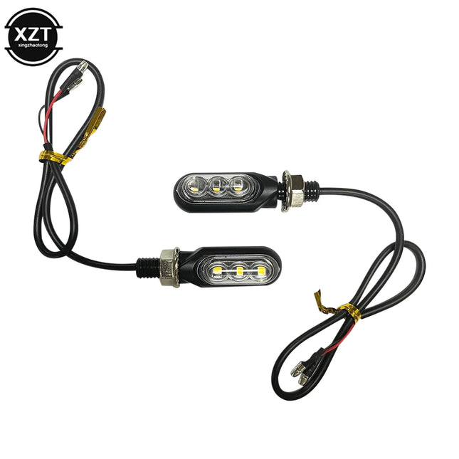 2PCS Universal 12V 3Led Mini Motorcycle LED Turn Signal Lamp Flash Indicator Lights Amber Running Light Accessories