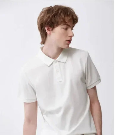 Audi's line men's crew neck polo shirt printed casual sports 2025 summer pure cotton breathable fit comfortable