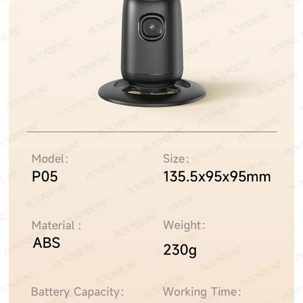 P05 AI Follow Gimbal 360 Rotation Face Tracking Stabilizer Filming Portable Desktop Cellphone Holder for Live/Photo