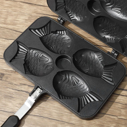 Non-Stick Taiyaki Cake Maker Four Fish Shaped Fry Pan Waffle Molds DIY Takoyaki Cake Oven Breakfast Machine Waffle Maker
