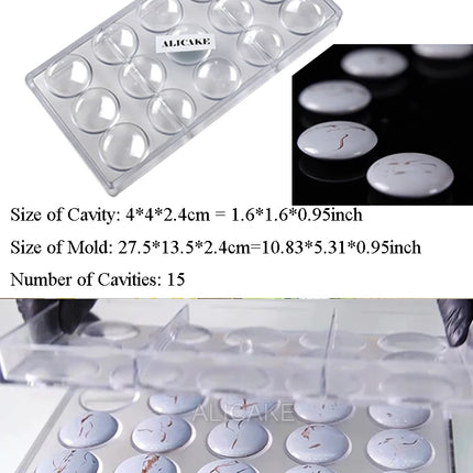 Chocolate Mold 15 Cavity Polycarbonate Chocolate Moulds Volcano Candy Bonbons Forms Confectionery Baking Tools φ1.58"xH0.24"