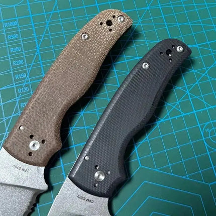 Lism Store Spy-C229GP Folding Knife 3.46" S30V Stonewashed Serrated Blade, G10 Handles - C229