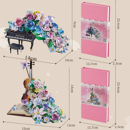 NEW DIY 3D Metal Puzzle Violin Eternal Flower Model Building Kits Assembly Camellia Lily Jigsaw Puzzles for Girls Birthday Gifts