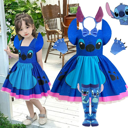 Baby Disney Movie Stitch Role Playing Costume Sets Cartoon Cute Princess Dress Stage Performance Purim Carnival Kids Dress