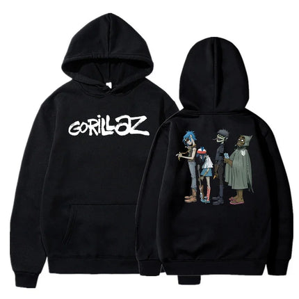 The Autumn and Winter Pullovers Long Sleeve Loose Soft Sweatshirt Streetwear Coat Gorillaz Printing Women and Men Hoode