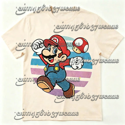 Classic Super Mario Short Sleeve T-Shirt Crew Neck Gaming Graphic Tee Casual Comfortable Soft Summer Top for Adults Family Match