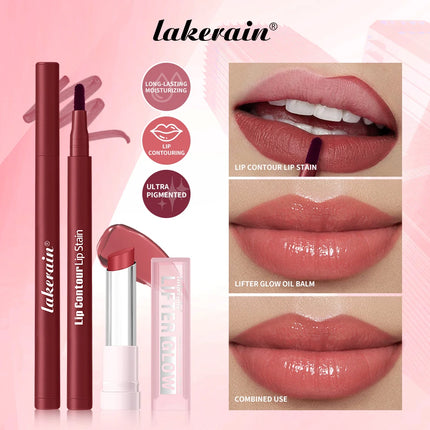 2pcs/set Lip Liner Pencil Smooth Moisturizing Lip Balm Lip Coutour Natural Look Long Lasting Hydrating Lips Makeup Kit