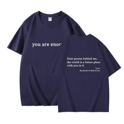 Hot New Youth Men's and Women's Round Neck Letter Printed Short Sleeved Casual Versatile Couple Outfit Pure Cotton T-shirt Top