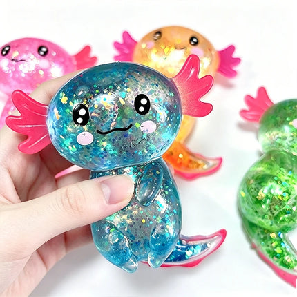 Glitter Maltose Axolotl Squishy Squeeze Toy Cute Fun Anxiety Relief Salamander Slow-rebound Stress Balls Fidgets Toys
