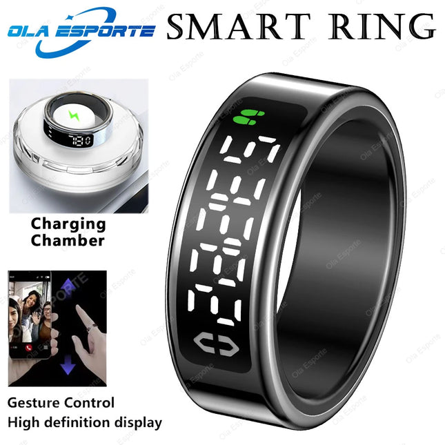 For Xiaomi Smart Ring Display Screen Touch Health Monitor Gesture Swipe Video/Brush Tiktok 5ATM Waterproof Smartring Men Women