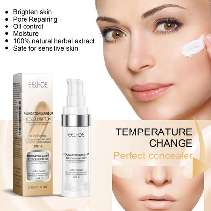 Color Changing Foundation Serum for Natural Glow Lightweight Full Coverage Long Moisturizing Finish 30ml Sensitive Skin Friendly